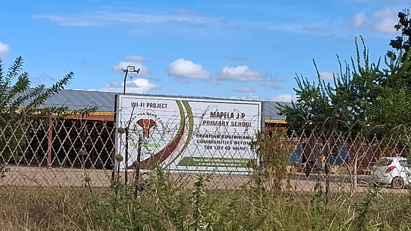 WiFi project site signage at Mapela J.P. Primary School in Mokopane